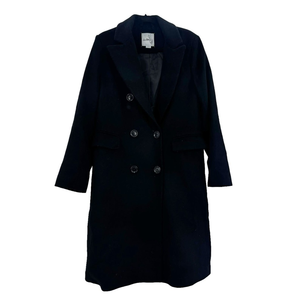 Sam Edelman Double Breasted Wool Blend Black Pea Coat Size L NWOT - Picture 5 of 9